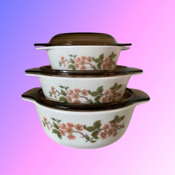 Pyrex Cherry Blossoms 3 Piece Cookware Set - Picture 6 of 6